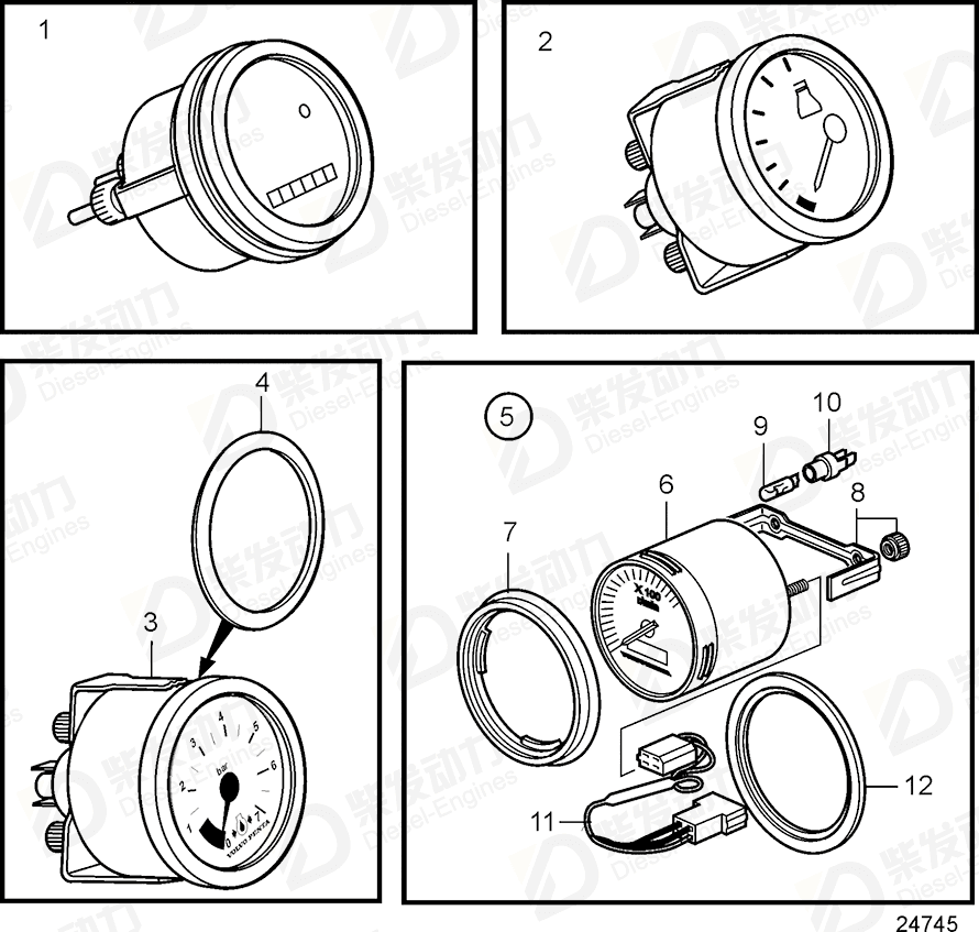 VOLVO Tachometer kit 874012 Drawing